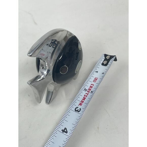 Vintage Silver & Black Metal Pair Fish Figurines With Inlaid Stone Abalone *RARE - Picture 10 of 11